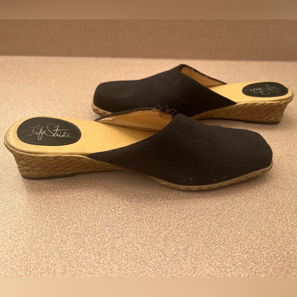 LifeStride Women’s Black Wedge Heel Mules Shoes 8.5